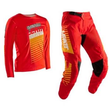 Leatt 3.5 Ride Kit Stripes Junior Moto Cross Combo Noir-Blanc-Rouge-Orange Taille Large