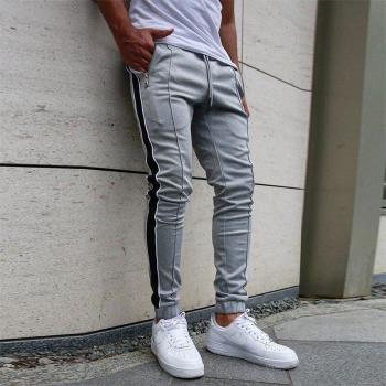 Survêtement Homme Slim Gray – Rayures automnales, poches noires