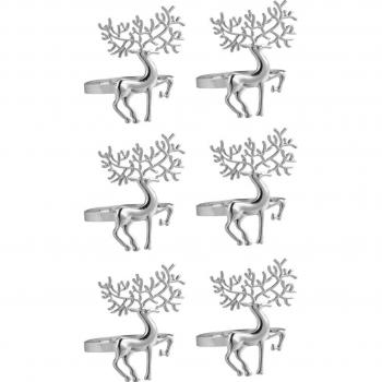 Alloy Deer Napkin Ring Collection – 6 Pieces, Christmas Party Essential, Long‑Lasting