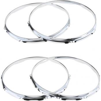 Anillos de tambor cromados 14, kit de 2 piezas, agujeros 8 y 10