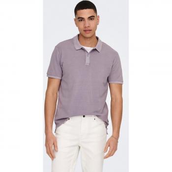 Only & Sons Kurzarm Poloshirt Violett Herren Slim Fit