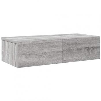 60x26.5x15 cm Grey Sonoma Wall Shelf with Drawers