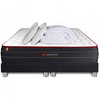 Matelas Boost 180x200 + Double Sommiers Noir 90x200 + Ensemble de Literie