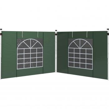 Outsunny 2 Pack Side Panels for Gazebo, Replacement for 3x3m or 3x6m Pop Up Gazebo, with Windows and Doors, Green