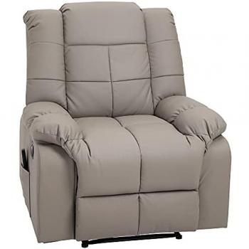 Fauteuil de Massage et Relaxation Luxe Dossier Incliné Repose-Pied Réglable en Synthétique Gris