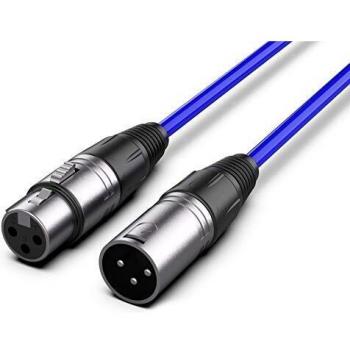 Câble XLR Mâle-Femelle 10m Argent Bleu Audibax