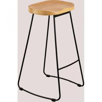2er Set Neicol Hocker aus Stahl und Holz Schwarz