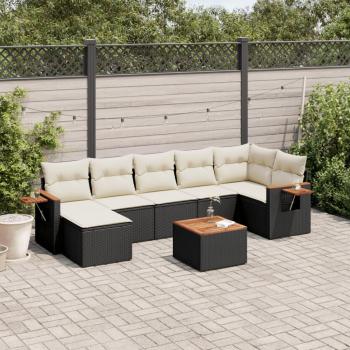 8-Piece Outdoor Garden Sofa Set in Black Poly Rattan