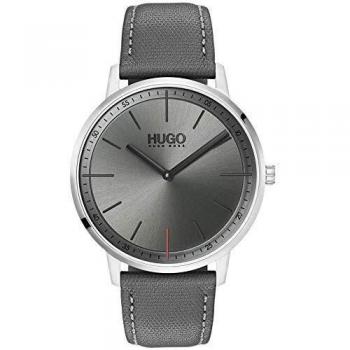 HUGO Exist Grey Leather Strap Watch