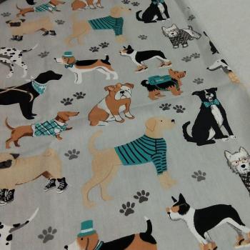 Tejido ViaPhil 100% algodón con diseño de perros para ropa de casa