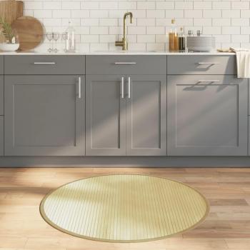Tapis de Cuisine Rond 100 cm – Bambou Clair – VidaXL