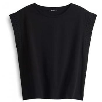 Opus Tank Top Sallso – Schwarzes Kurzarmshirt für Damen, Größe 36