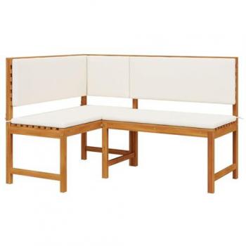 Garden Corner Bench in Brown Acacia Wood – 140×100×91 cm