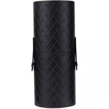 Case compacte pour pinceaux et stylos noirs en cuir PU
