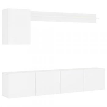 Modulo wall TV vitaXL 5 pezzi, bianco, design in legno ingegnerizzato