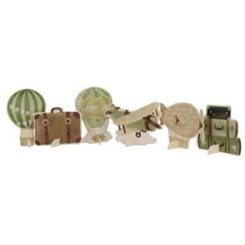 Décorations Montgolfières en Papier 8-12cm Crème et Vert Amande