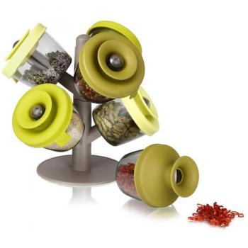 Porta Spezie Organizer 6 Barattoli Pop Up Albero della Vita