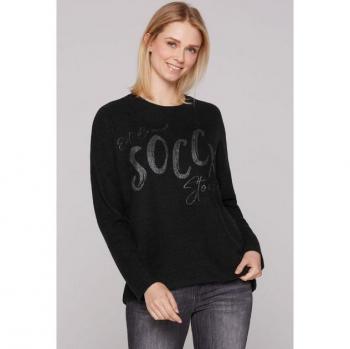 Rundhals-SOCCX Casual Pullover mit Glitzerprint