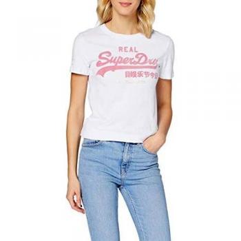 Superdry T-Shirt Vintage Logo Flock Foil Script Entry, Bianco