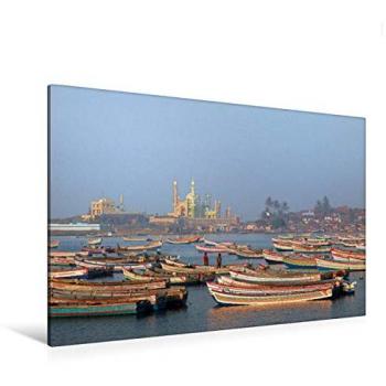 CALVENDO Textilcanvas 120 × 80 cm – Südindischer Fischereihafen Vishinjam, Druck von Friederike Take