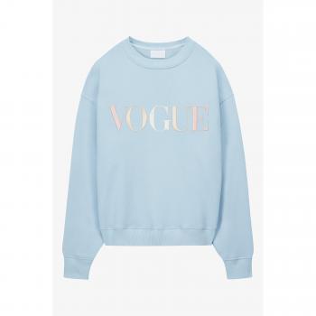 Sudadera VOGUE azul claro, con logo arcoíris bordado, XL