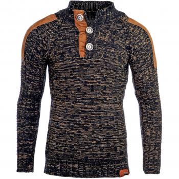 Tazzio Herren Grobstrick Pulli TZ-3570 – Dunkelblau, XL