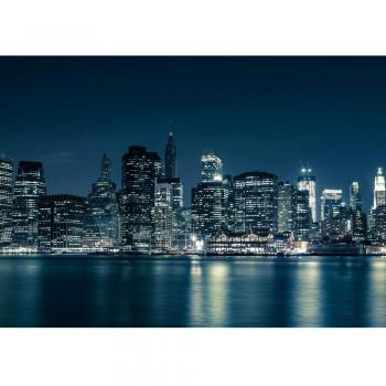 NEW YORK BLUE NIGHT SKYLINE Vlies Fototapete 300 x 210 cm – Big Apple