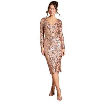 Coast Women’s Long Sleeve Sequin Midi in Champagne