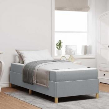 Cama Doble Vidaxl Gris Claro + Colchón en Tela 90x190 cm