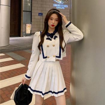 Ensemble de style japonais coréen pour élèves filles jupe plissée