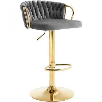 Stool bar con schienale e regolazione, grigio scuro – Set 1 Woltu