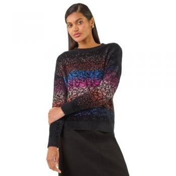 Roman Women's Black Gradient Knit Pullover – Size 20