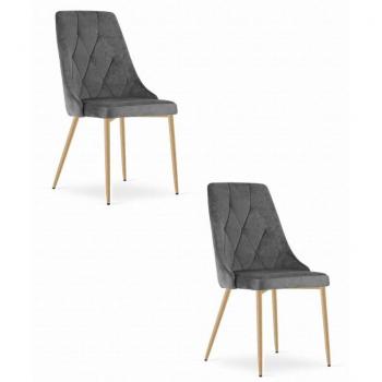 Sedia Imola Grigio Scuro con Gambe Finitura Legno X2