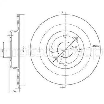 METELLI 23‑0665 DISQUES DE FREIN (Plein) – Taille 250 mm, 9 mm d’onde, 4 pcs