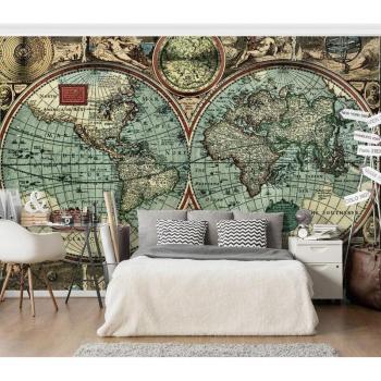 Stampa muro mappa mondiale design antico