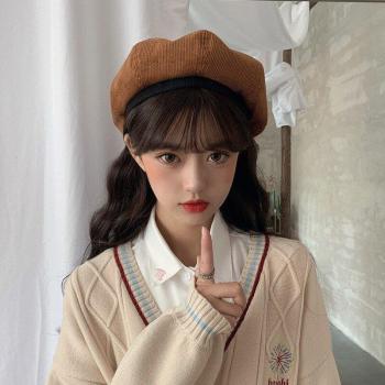 Retro Corduroy Octagonal Beret Hat