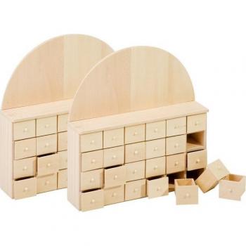 Rohholz Kalender zum Basteln, 24 Schübe