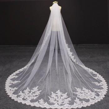3 Meter Cathedral Wedding Veil with Comb Ivory
