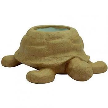 Cache-pot tortue en papier mâché brun