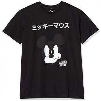 Men's Black Mickey Japanese Design T-Shirt, XL