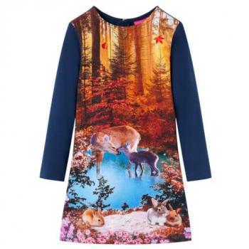 VidaXL Kinderkleid Langarm Marineblau 128