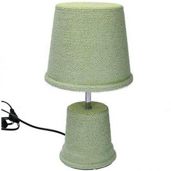 Lampada con paralume in carta verde e decorazione con cristalli shabby bianca di Edera Bonetti