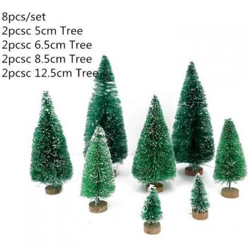 Mini Pine Tree Set of 8 (5cm/6.5cm/8.5cm/12.5cm) for Christmas Table Decor