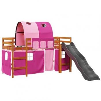 Pink Loft Bed for Kids with Tunnel and Size 80x200 cm, Crafted from Solid Pine Wood, vidaXL