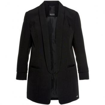 LAURA SCOTT Longblazer – Feminine Silhouette – Schwarzer Webstoff – Geraffte Ärmel