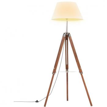 Lámpara trípode marrón y madera de teca blanca 141 cm
