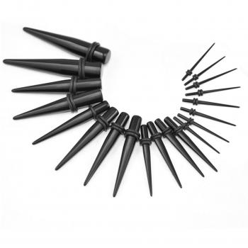 Set de Estiramiento de Oído Negro 20 Piezas 1,3 mm