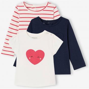 Vêtements Filles Longs Manches Rayé Rouge – Pack 3 VERTBAUDET