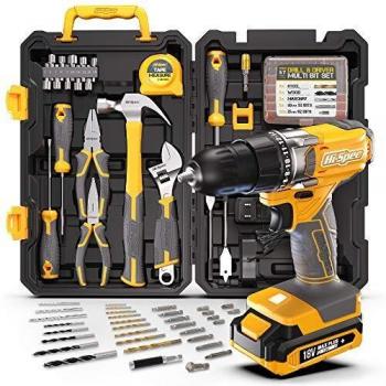 Hi-Spec 81pc Yellow Cordless Drill Driver Set
