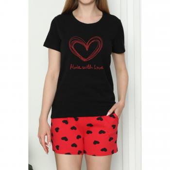 Damen-Pyjama-Set mit Herz-Lycra und Shorts